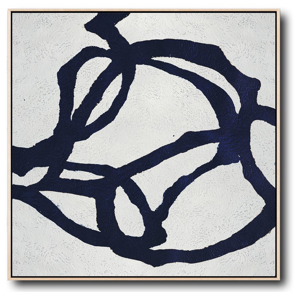 Navy Blue Minimalist Painting #NV174A - Click Image to Close